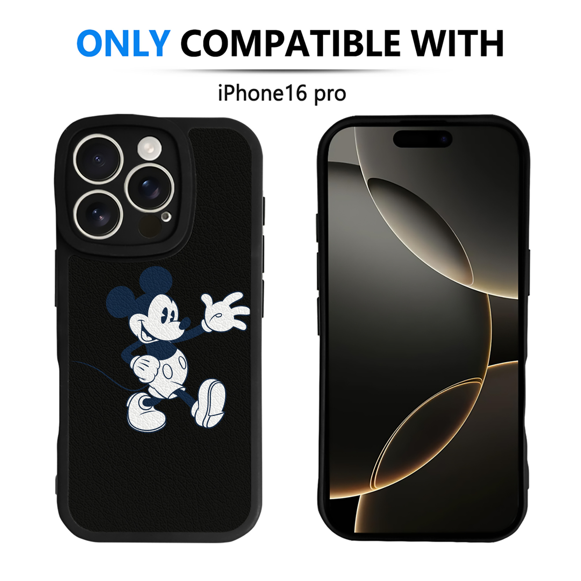 （画像用） ミッキーマウス Mickey Mouse 【iPhone 16シリーズ対応】シリコンスマホケース（レザー調） 材質：シリコン